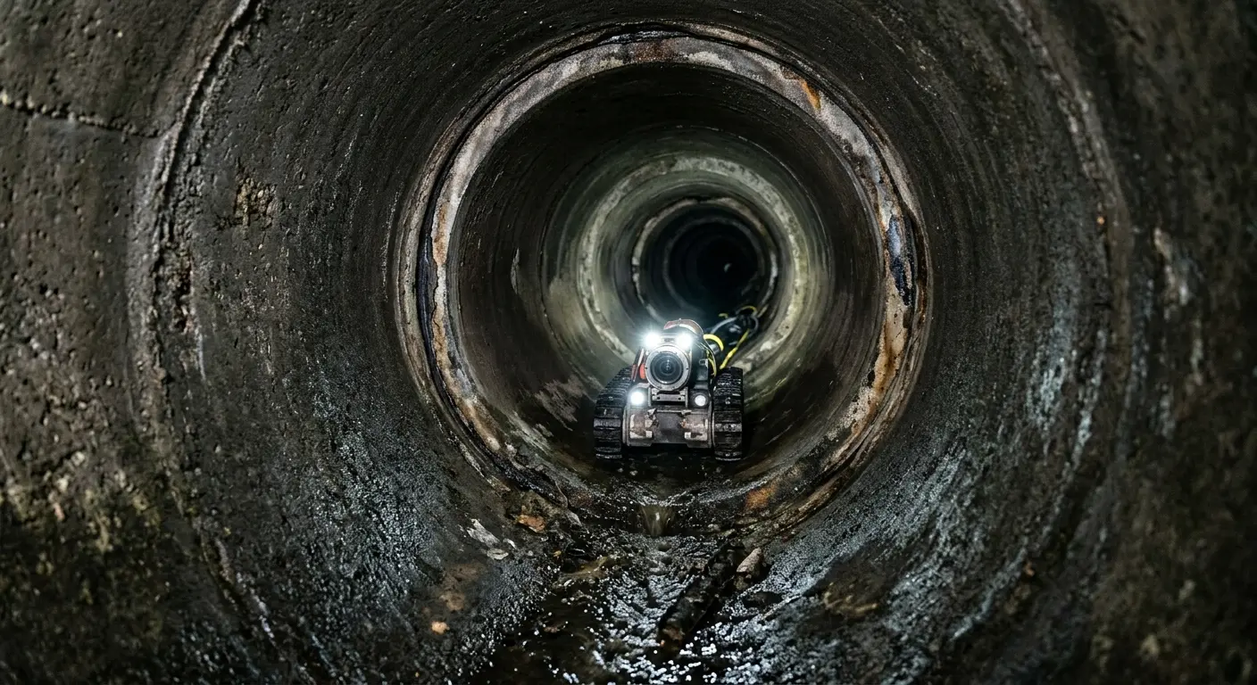Robotic sewer camera inspecting pipe interior for Drain Snake Service in Woburn